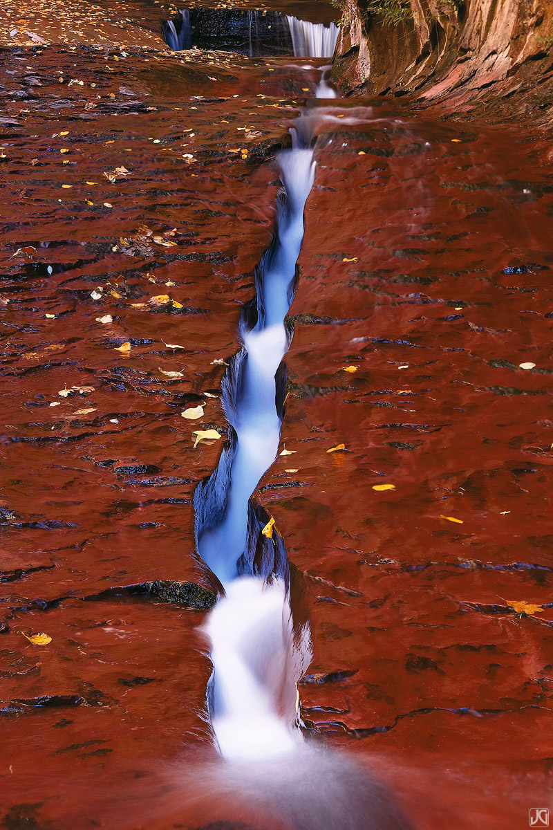 Water flows through this groove of the Left Fork in Zion's backcountry.
