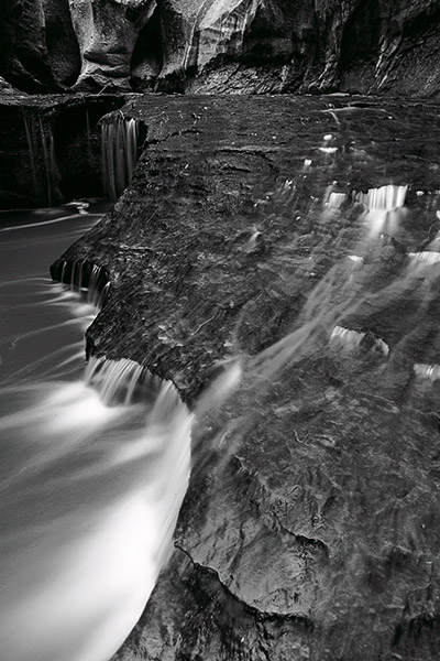 Small falls near the exit of the Subway in Zion's backcountry.