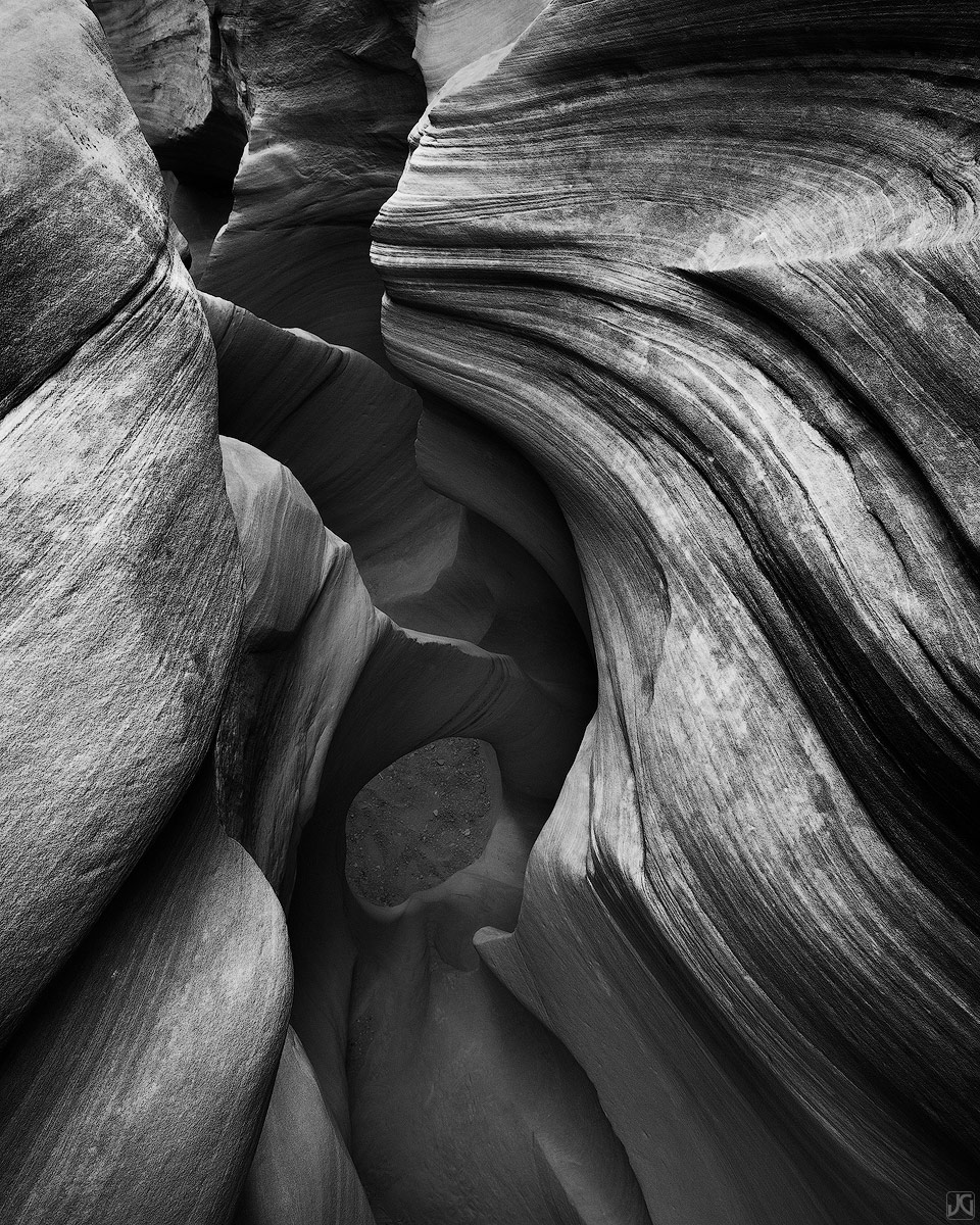 The small slot canyon in Grand Staircase/Escalante National Monument of southern Utah, contains some very neat patterns, lines...