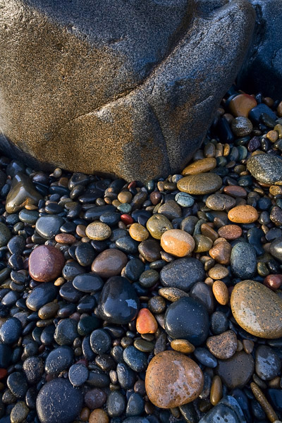 A rainy day along the coast of San Diego brings out some extra color in these rocks along the shore.