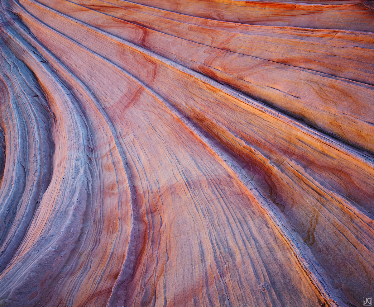 Reflected light provides the glow on these unique sandstone creations near the Wave.