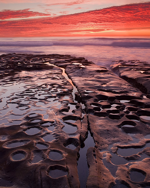 Sunset brings a brilliant color to the skies above La Jolla, CA.