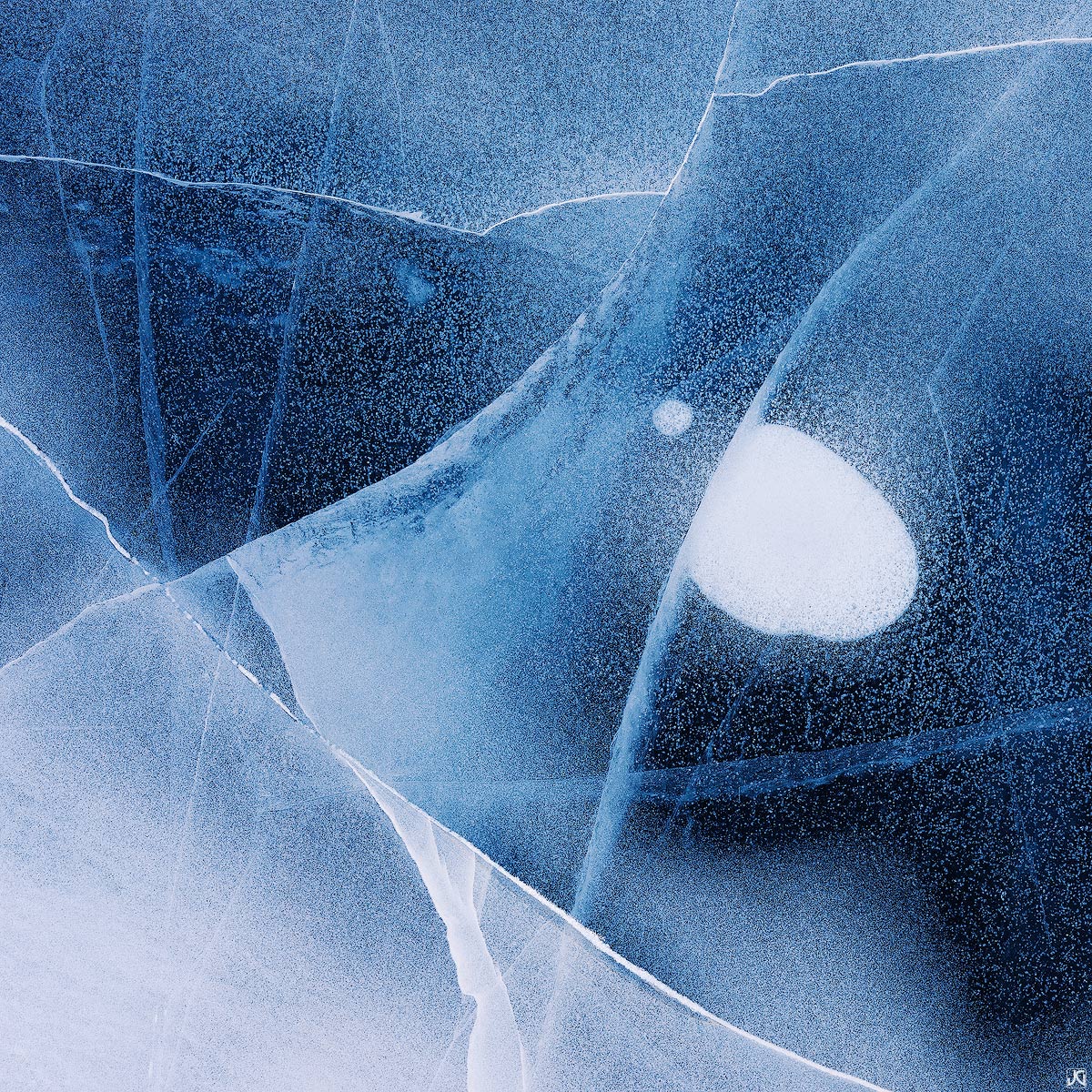 A frozen Dream Lake in Colorado's Rocky Mountain National Park provides a unique abstract. These ice patterns form every winter...