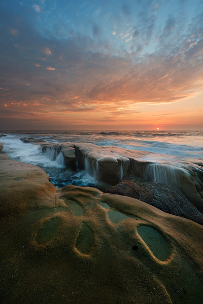 La Jolla, sunset, shore, coast, sea
