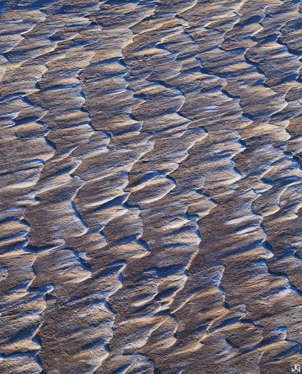Out on the playa mud patterns and textures prevail with the addition of an early morning frost.